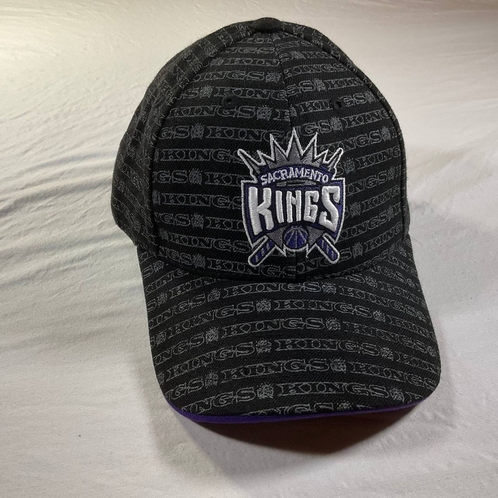 Vintage Nike Sacramento Kings Hat Cap Strapback Black Wool NBA Basketball Y2K